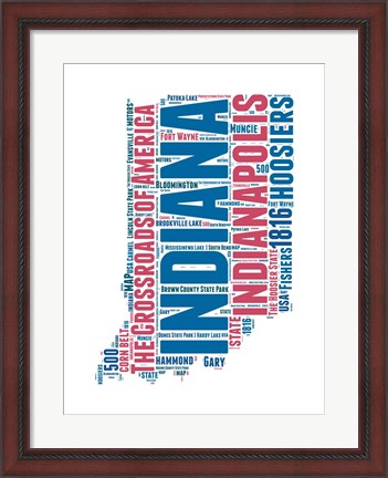 Framed Indiana Word Cloud Map Print