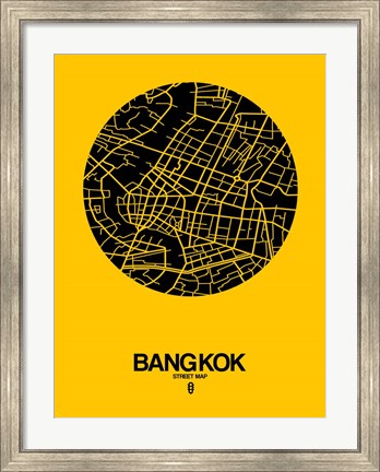 Framed Bangkok Street Map Yellow Print