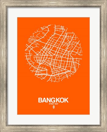 Framed Bangkok Street Map Orange Print