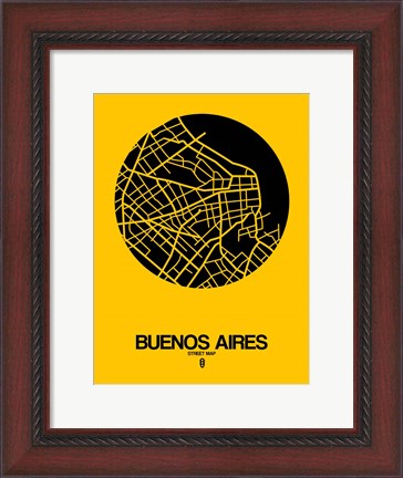 Framed Buenos Aires Street Map Yellow Print