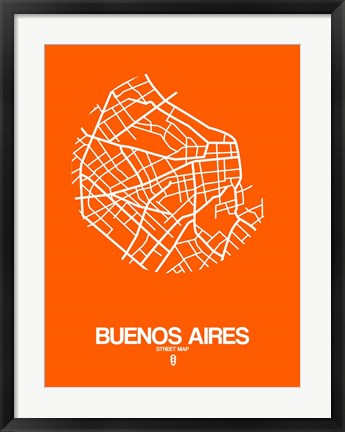 Framed Buenos Aires Street Map Orange Print