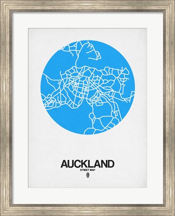 Framed Auckland Street Map Blue Print