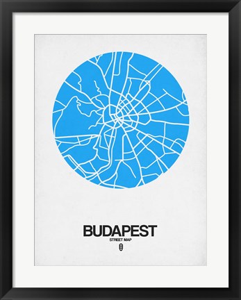 Framed Budapest Street Map Blue Print