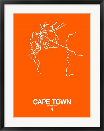 Framed Cape Town Street Map Orange Print