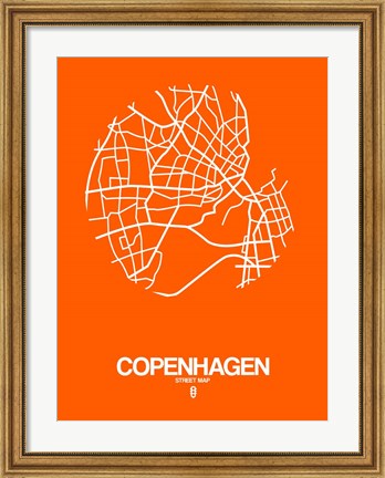 Framed Copenhagen Street Map Orange Print