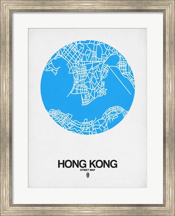 Framed Hong Kong Street Map Blue Print