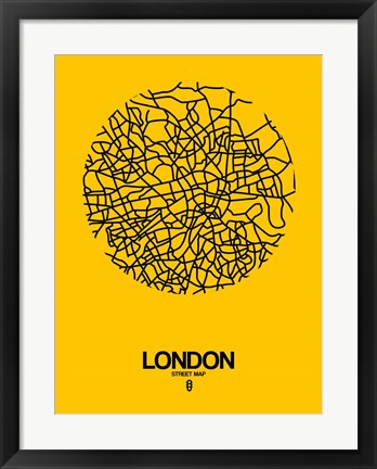 Framed London Street Map Yellow Print