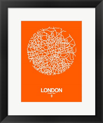 Framed London Street Map Orange Print