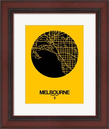 Framed Melbourne Street Map Yellow Print