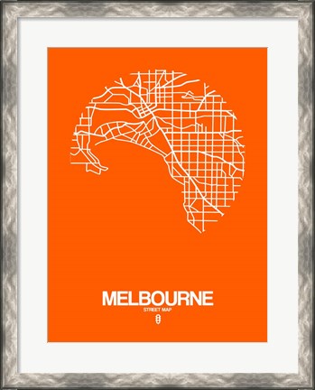 Framed Melbourne Street Map Orange Print