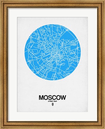 Framed Moscow Street Map Blue Print