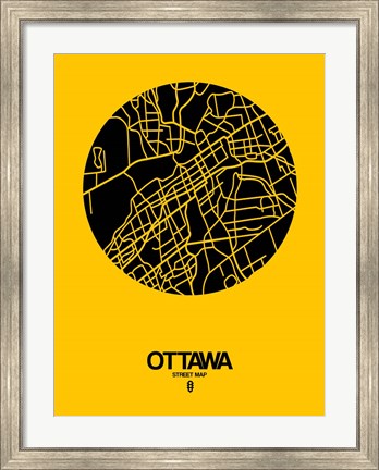 Framed Ottawa Street Map Yellow Print