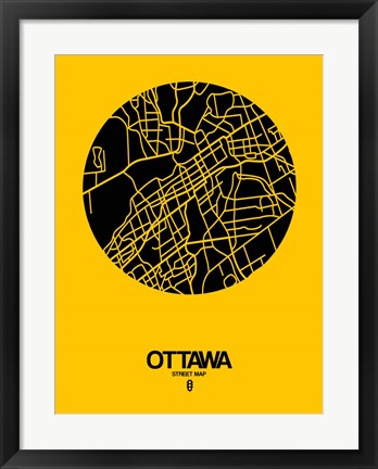 Framed Ottawa Street Map Yellow Print