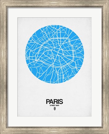 Framed Paris Street Map Blue Print