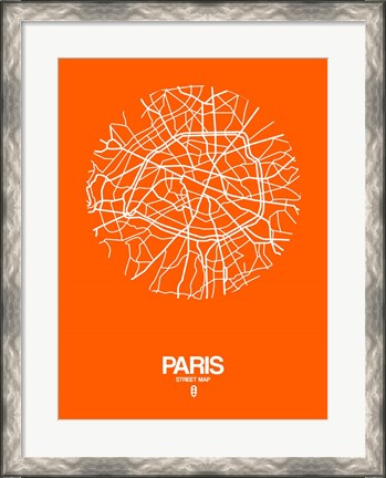 Framed Paris Street Map Orange Print