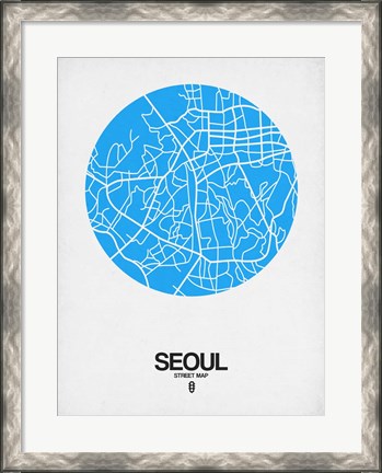 Framed Seoul Street Map Blue Print