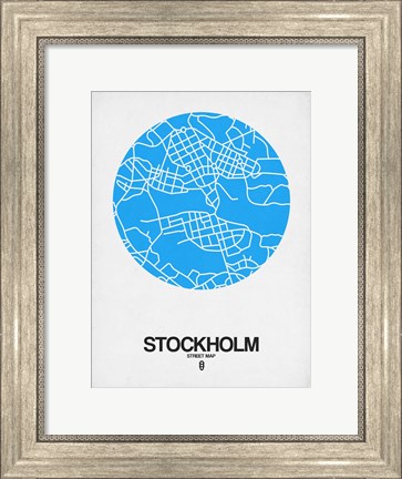 Framed Stockholm Street Map Blue Print
