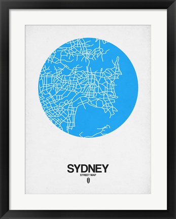 Framed Sydney Street Map Blue Print