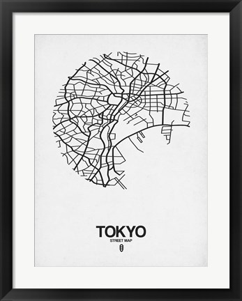 Framed Tokyo Street Map White Print