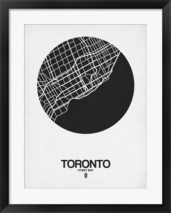 Framed Toronto Street Map Black on White Print