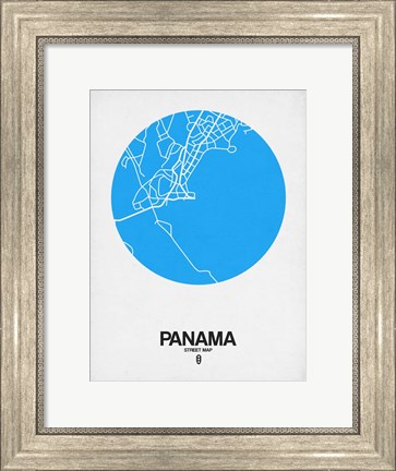 Framed Panama Street Map Blue Print