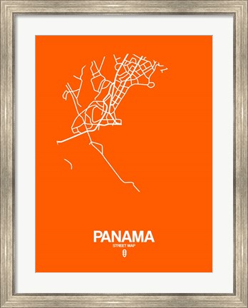 Framed Panama Street Map Orange Print