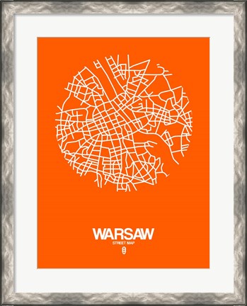 Framed Warsaw Street Map Orange Print