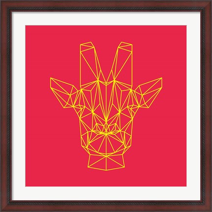 Framed Giraffe on Red Print