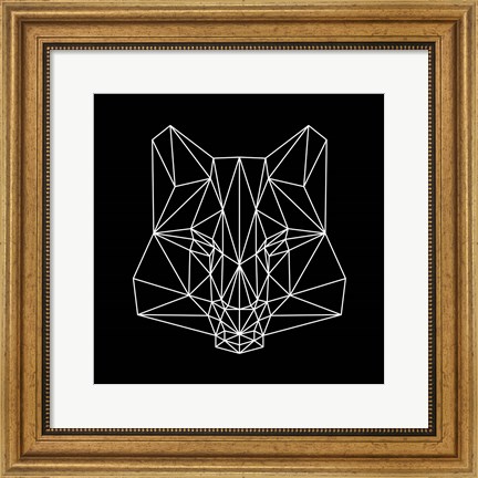 Framed Fox on  Black Print