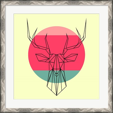 Framed Deer and Sunset Print