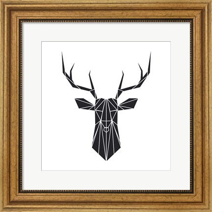 Framed Black Polygon Deer Print