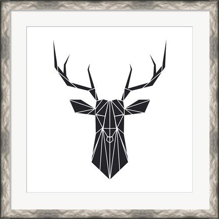 Framed Black Polygon Deer Print
