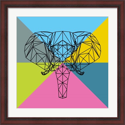 Framed Party Elephant Polygon 2 Print