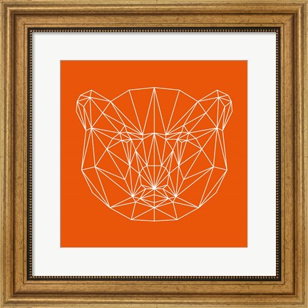 Framed Orange Bear Polygon Print