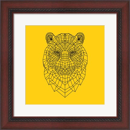Framed Tiger Head Yellow Mesh Print