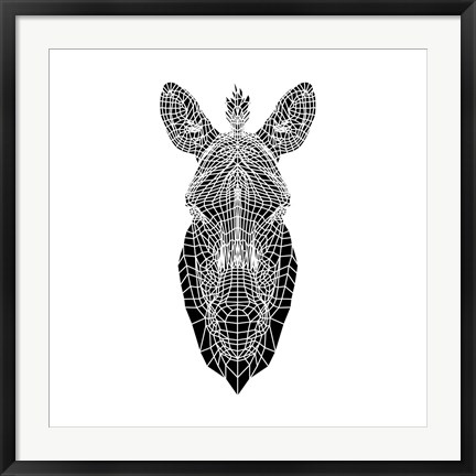 Framed White Zebra Mesh Print