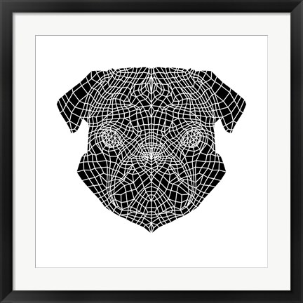 Framed Pug Head Mesh Print