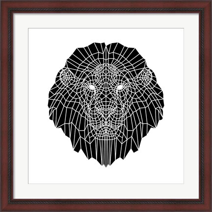 Framed Lion Head Black Mesh 2 Print