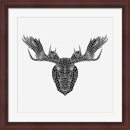 Framed Moose Head Mesh Print