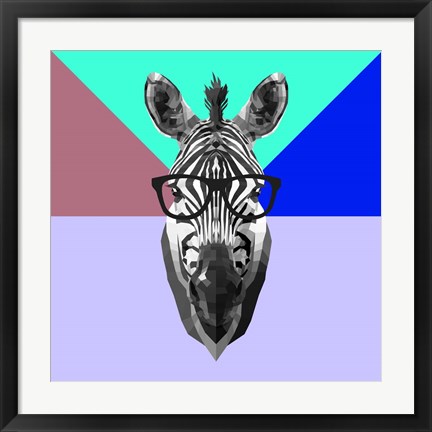 Framed Party Zebra in Glasses Print