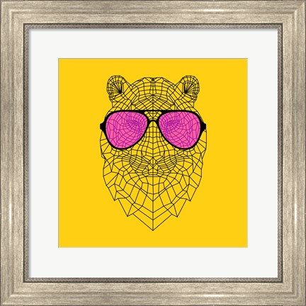 Framed Tiger in Pink Glasses Print
