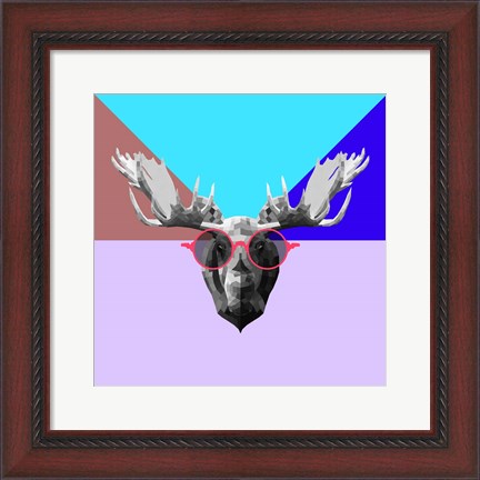 Framed Party Moose in Glasses Print