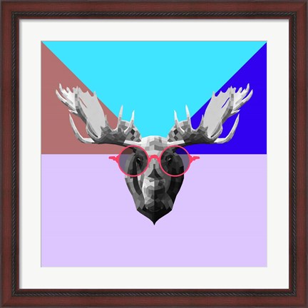 Framed Party Moose in Glasses Print