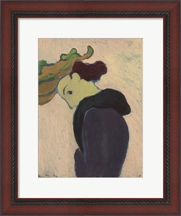 Framed Women Seen in Profile with a Green Hat, c.  1890-189 Print
