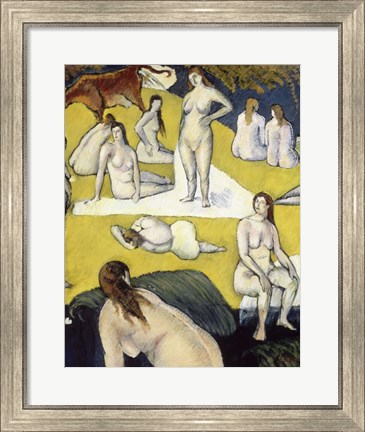 Framed Bathers with a Red cow, 1887 Print