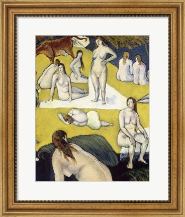 Framed Bathers with a Red cow, 1887 Print