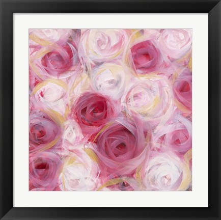 Framed White and Pink Roses Print