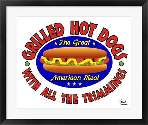 Framed Grilled Hot Dogs Print