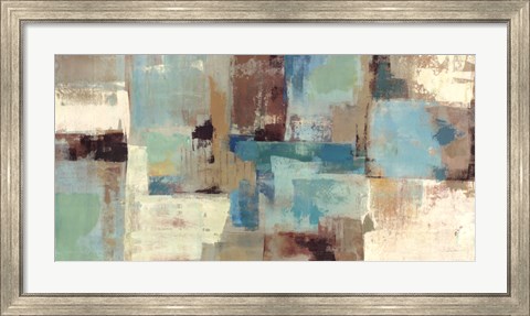 Framed Teal and Aqua Reflections v2 Print
