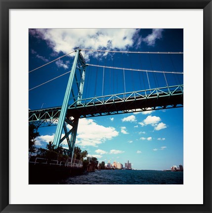 Framed Ambassador Bridge, Detroit River, Michigan Print